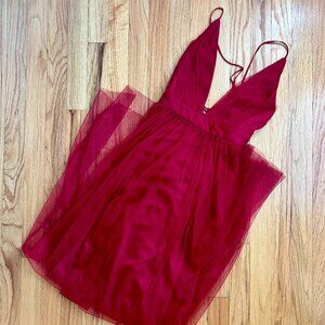 Long red chiffon Windsor formal dress